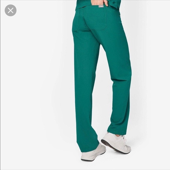 Figs Livingston Scrub Pants - Hunter Green - SMALL TALL - Gently Worn - Picture 2 of 4